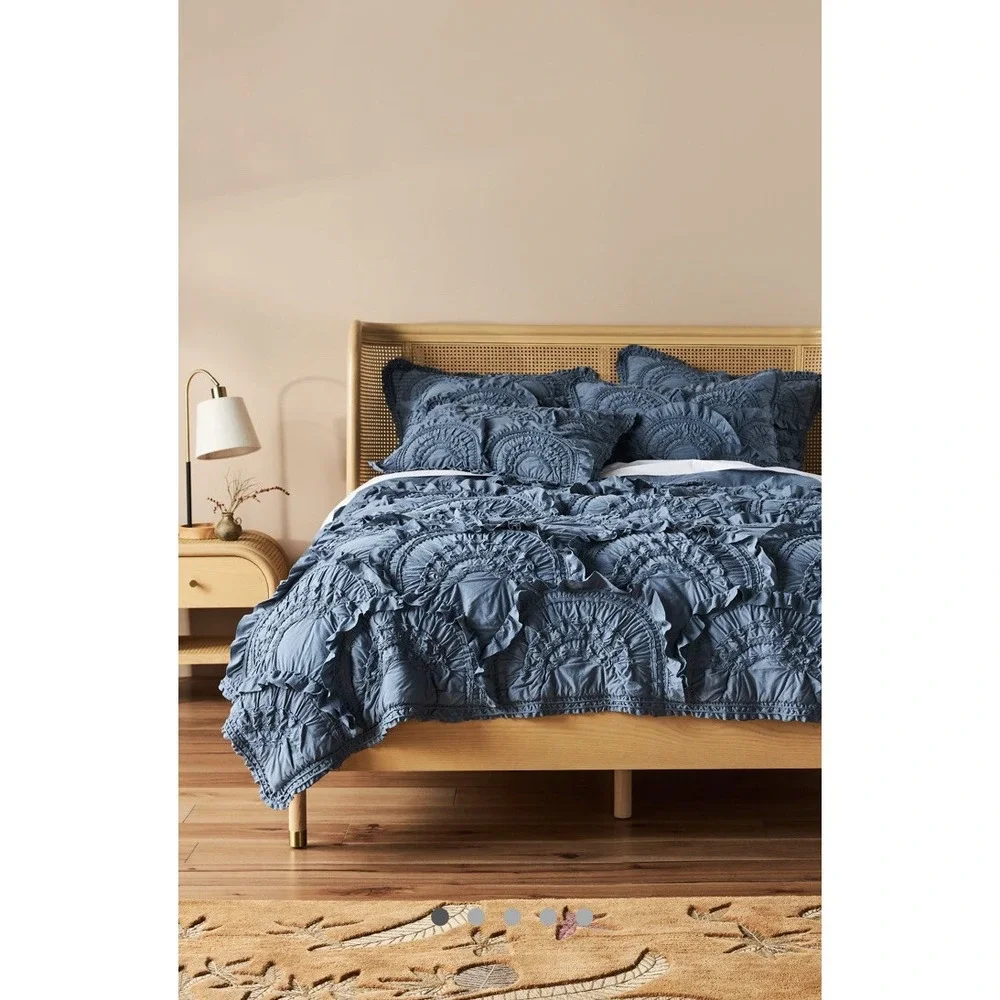 Anthropologie Rivulets Pillow Sham‎ Cover Blue EURO Size Bedding